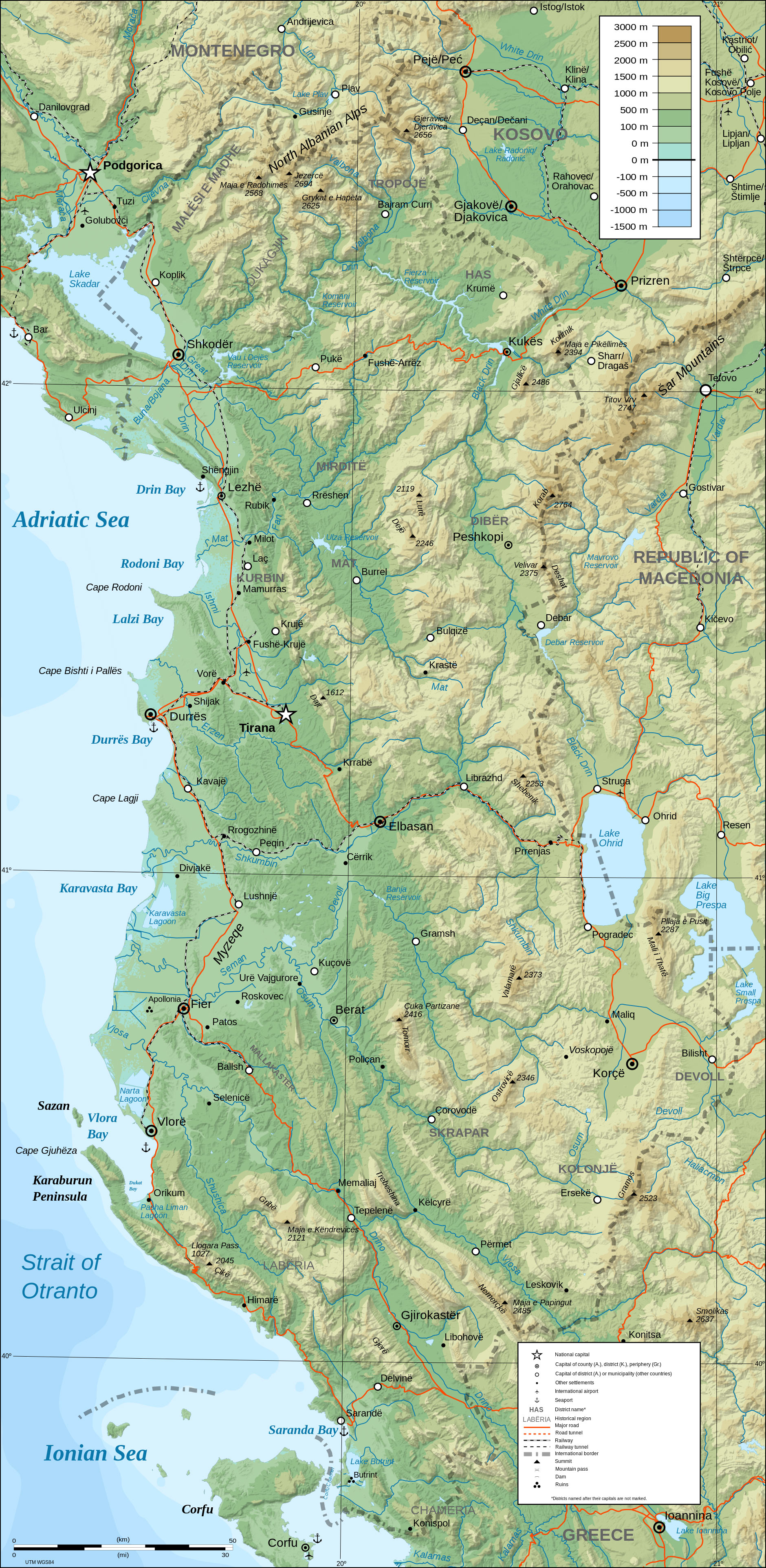 Albania map (Author: PZmaps. License: CC BY-SA 3.0)